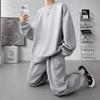 Men's Spring/Autumn Waffle Sweatshirt & Sweatpants Set - Large Size Youth Sportswear