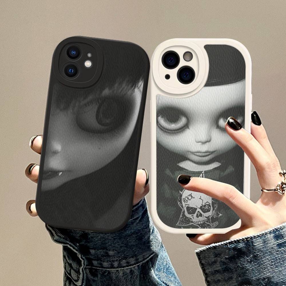 Темная милая кукла Девочка Кожаный чехол для телефона Для IPhone 16 16e 15 14 13 12 11 Pro Max Plus Mini Чехол