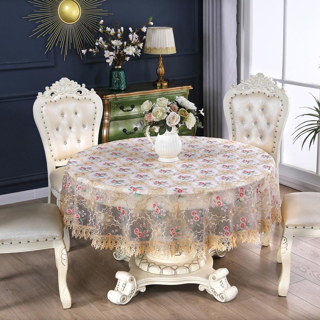Lace Embroidered Tablecloth Pastoral Style Coffee Table Cloth Dining-Table Decoration Beautifying Round Table Tablecloth