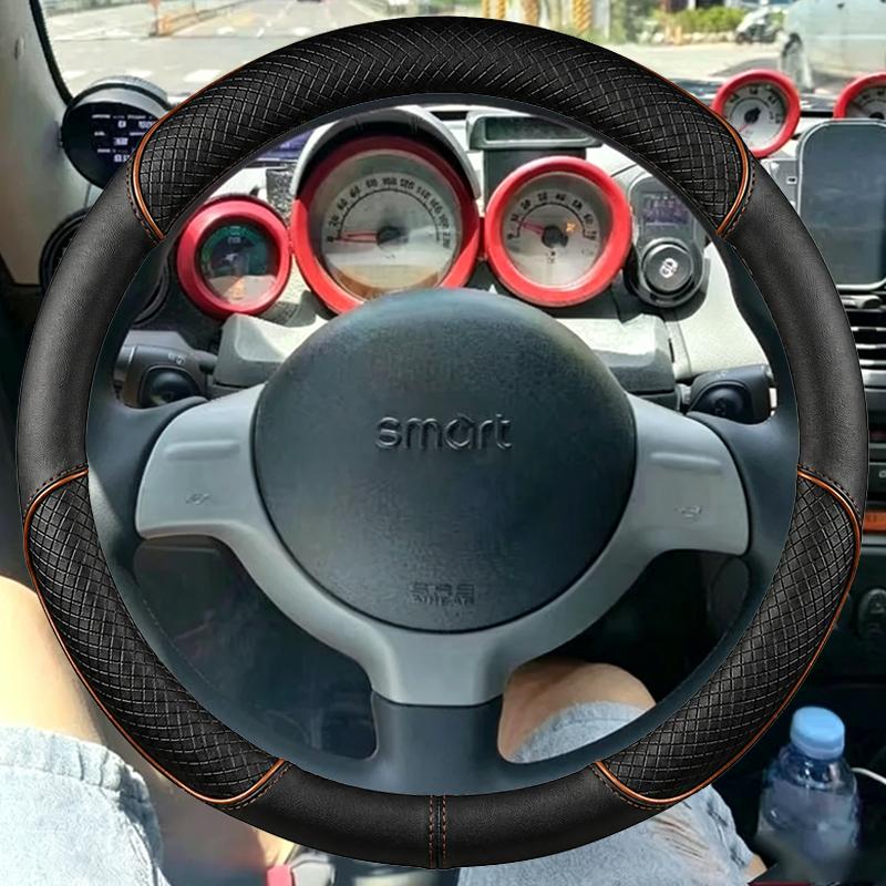 Hand Stitched Non-slip Car Steering Wheel Cover for Smart 2005 2006 2007  Suede&Leather Car Interior
