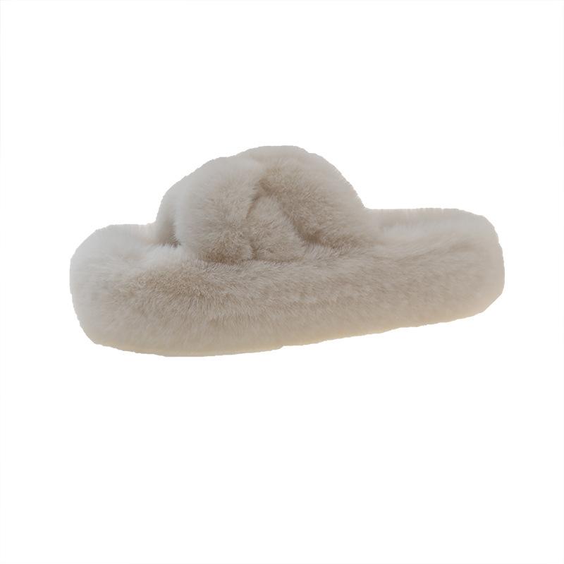 2025 New Foreign Trade Thickened Bottom Korean Version Cross Versatile Fashion Mao Mao Shoes Women's Slippers Mao Slippers