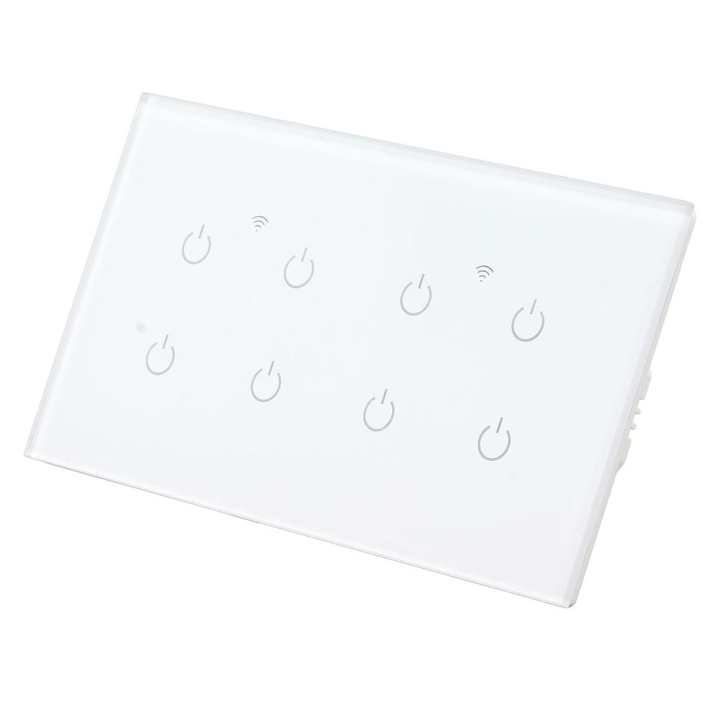 Wi-Fi Smart Touch Switch 8 Gang Закаленное стекло Панель IP44 Smart Light Switch Standard