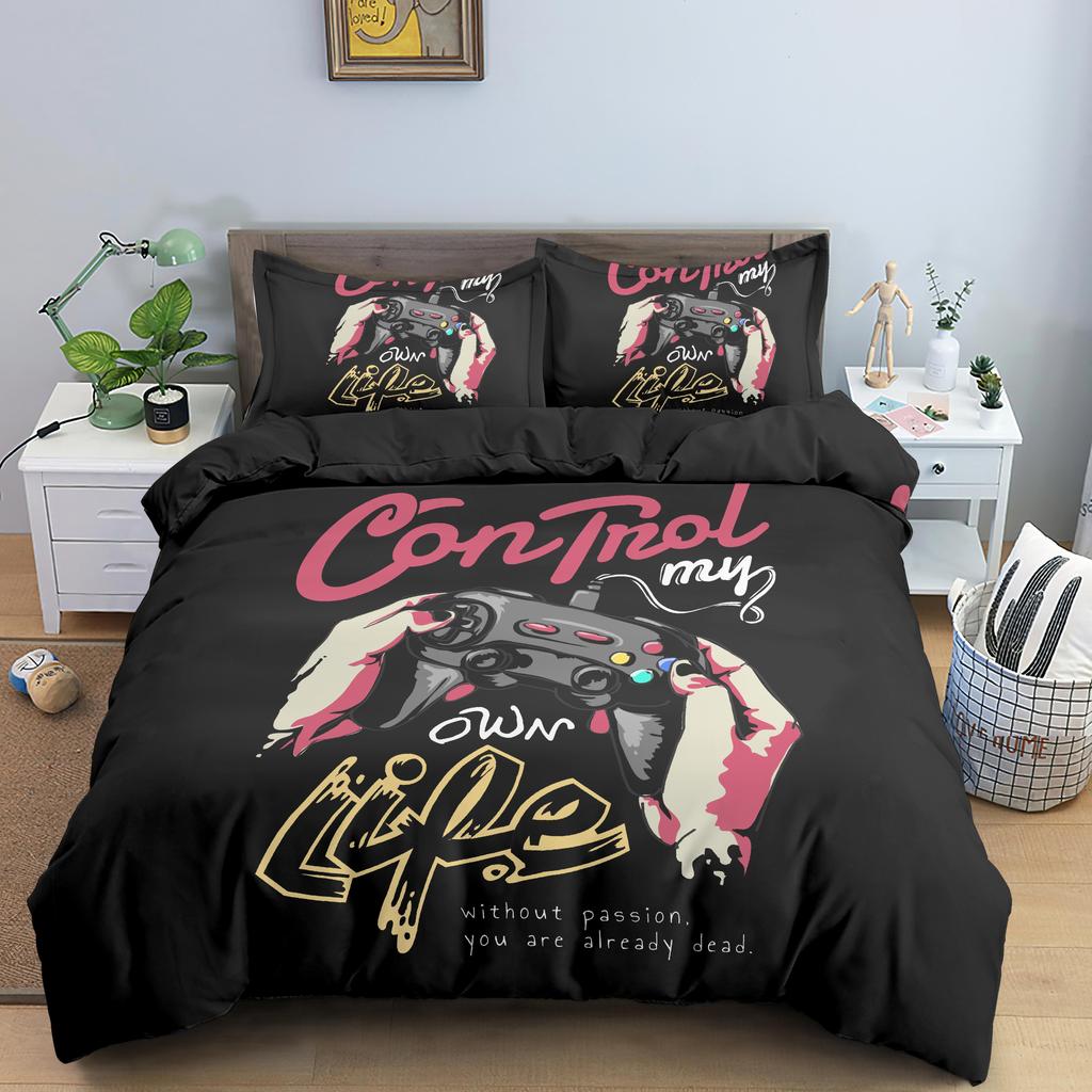 Комплект пододеяльника из полиэстера для геймпада, красочная кнопка, кинг, игра, геймерский постельный комплект, детский, подростковый, мужской, видеоигра, для ребенка, декор игровой комнаты