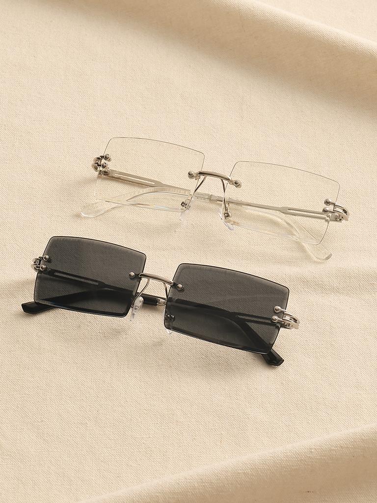 1/2/3 шт. S Модные прямоугольные металлические солнцезащитные очки без оправы для женщин и мужчин, повседневные солнцезащитные очки, аксессуары для очков.