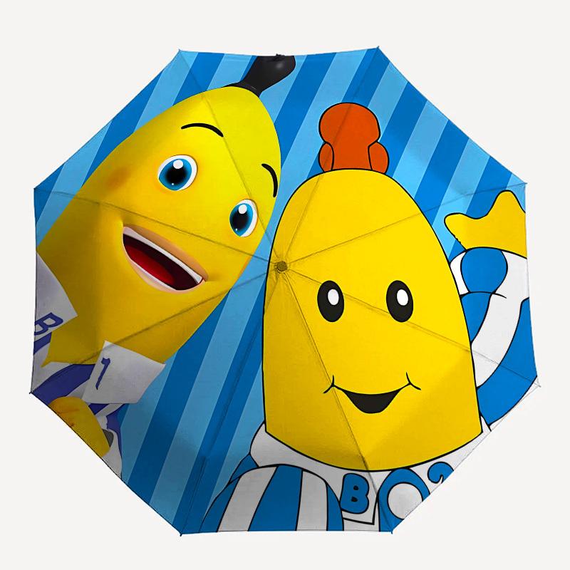 Bananas, Stripes- Automatic Opening and Closing, 8-rib Structure Portable Umbrella, Suitable for Men and Women in All Seasons - Perfect Gift