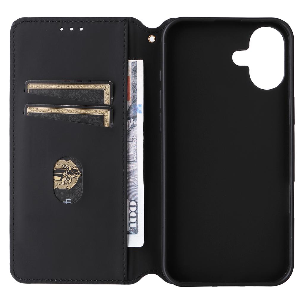 For iPhone 16 Plus Wallet Case Rhombus Imprinted Leather Phone Cover