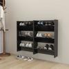 VidaXL Wall-mounted Shoe Cabinets 2 Pcs Glossy Black 60x18x90 Cm