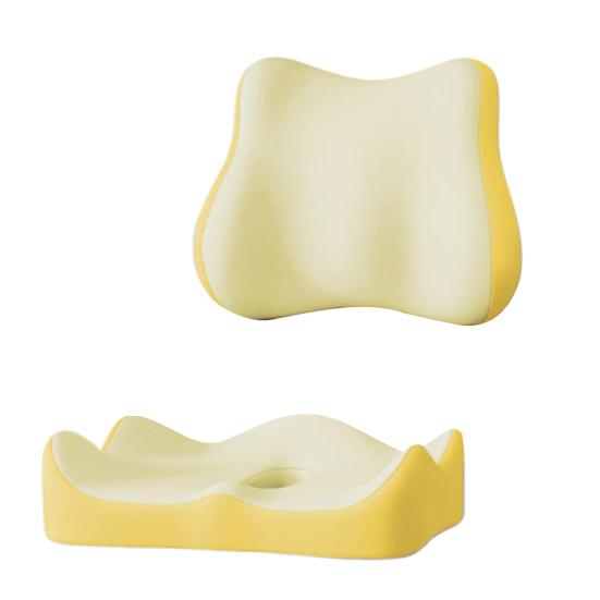 Seat Cushion with Separate Backrest Memory Foam Cushion with Back Support Office Chair Cushion for Sciatica Relief Lumbar Support Car Travel Use