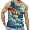 Trend Tiger Graphic Tank Tops Men Fashion Summer Sleeveless 3D Animals Printed Men Vest Cool Streetwear Oversized Tees Tops