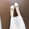 Женская летняя обувь Kawaii Shoes for Woman 2024 Flats Round Toe Elegant Dress Moccasins White Cute Flat on Promotion Spring