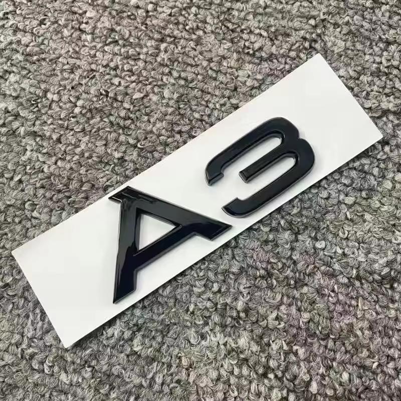 B A3 4 Ring logo ABS Black Car Hood Front Bonnet Grill Rear Trunk Emblem Badge Sticker A3 mark Quarrto Emblem 45TFSI Sline