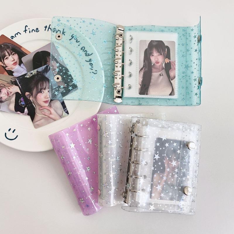 Ins Style Fashion Transparent Sparkling M5 Stars Loose Leaf Card Album 3 Inch Photocard Storage Book Glitter Photocard Binder