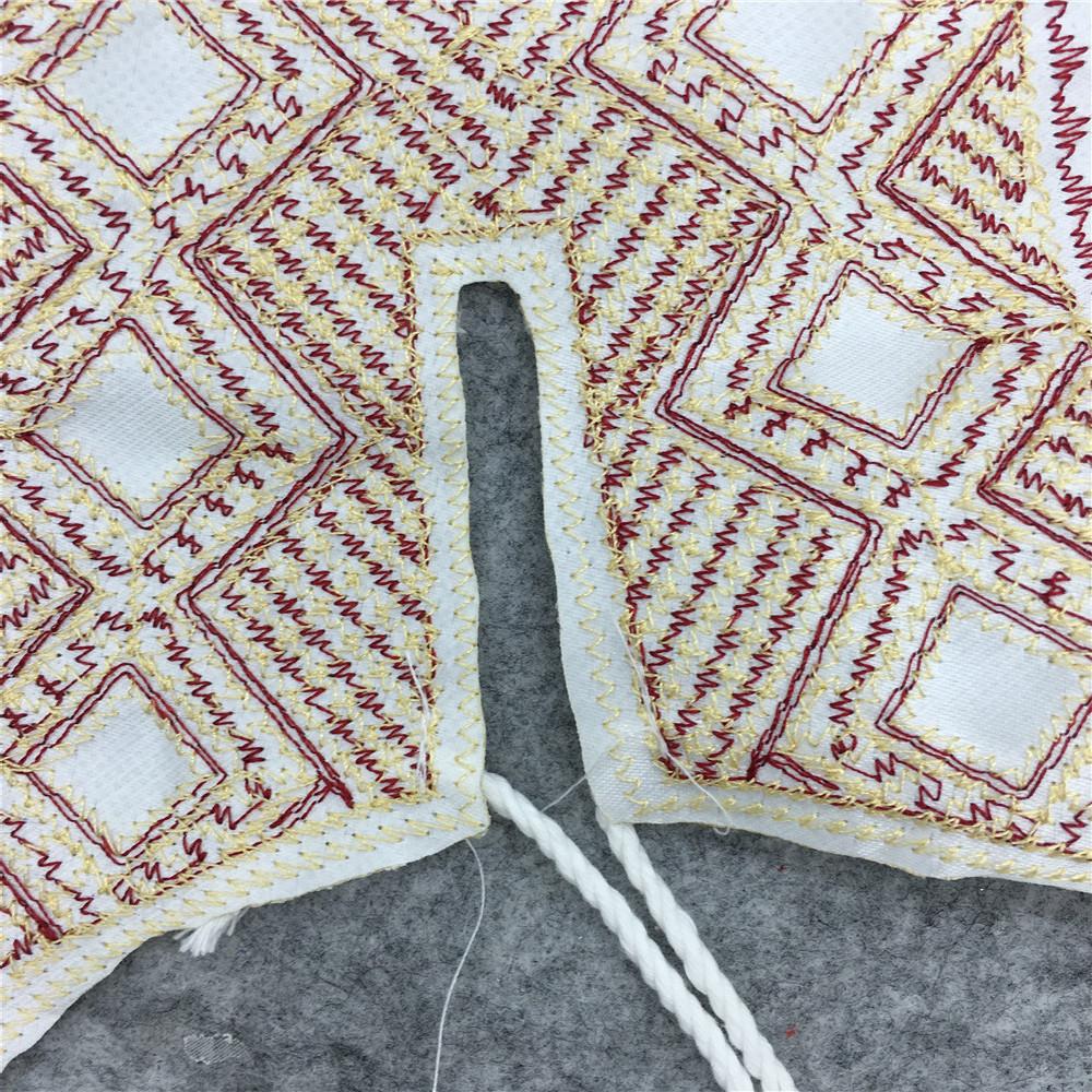 White Ethnic Style Embroidered Lace False Collar Prismatic Pattern Diy Lace-Up Clothing Accessories