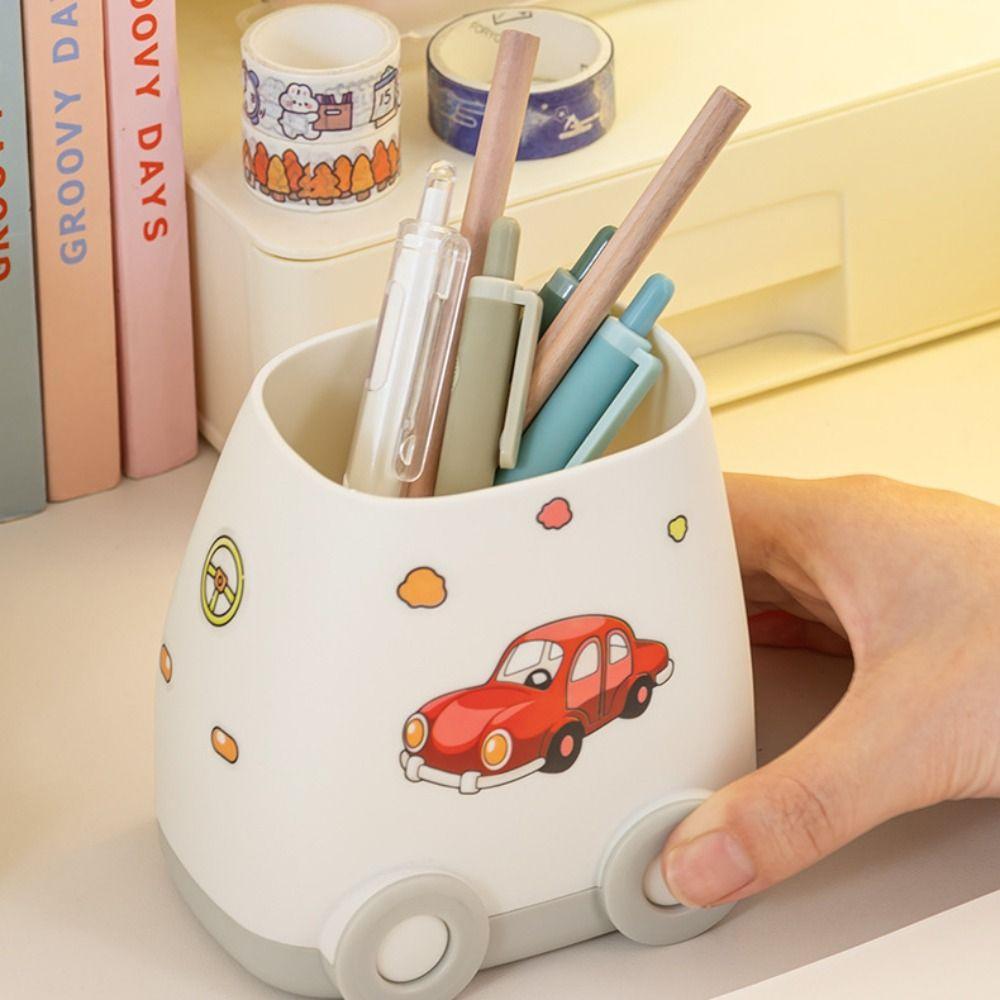 Cartoon Car Shaped Pen Holder Multifunctional Desktop Storage Box Kawaii Pencil Box  Office