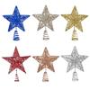 Gold Shimmering Christmas Tree Star Top Decoration Hollowed Metal Star Tree Top Ornament for Holiday Party Decoration
