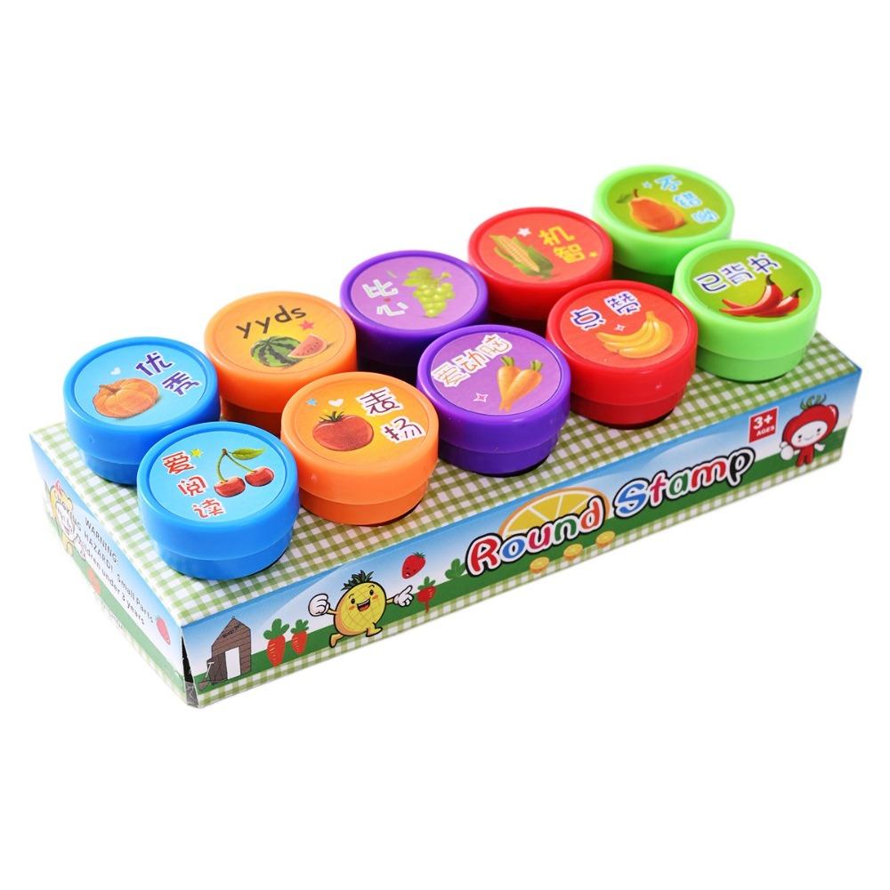 10/12/26Pcs Cartoon Children's Self-stamp Set for Children Treasure Box Prize Birthday Party Gift
