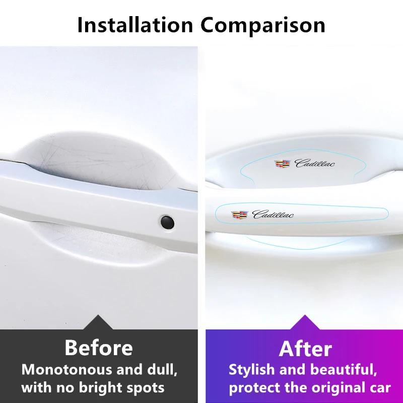AABHW1 TPU Car Door Handle Protection Stickers for Cadillac Escalade CTS ATS SRX Deville BLS XT4 XT5 XT6 STS XTS SLR XLR CT4 CT5 CT6