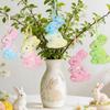 6Pcs Cute Colorful Foam Easter Rabbit Animal Mold Painted Sequin Bunny Ornament Hanging Sparkle Rabbit Figurine Celebration