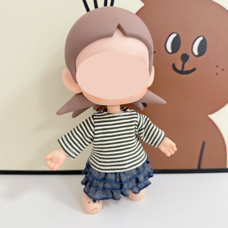 [Только одежда] Одежда для кук BJD 20 см Крутая полосатая футболка Набор с юбкой-тортом Премиальный наряд с аксессуарами