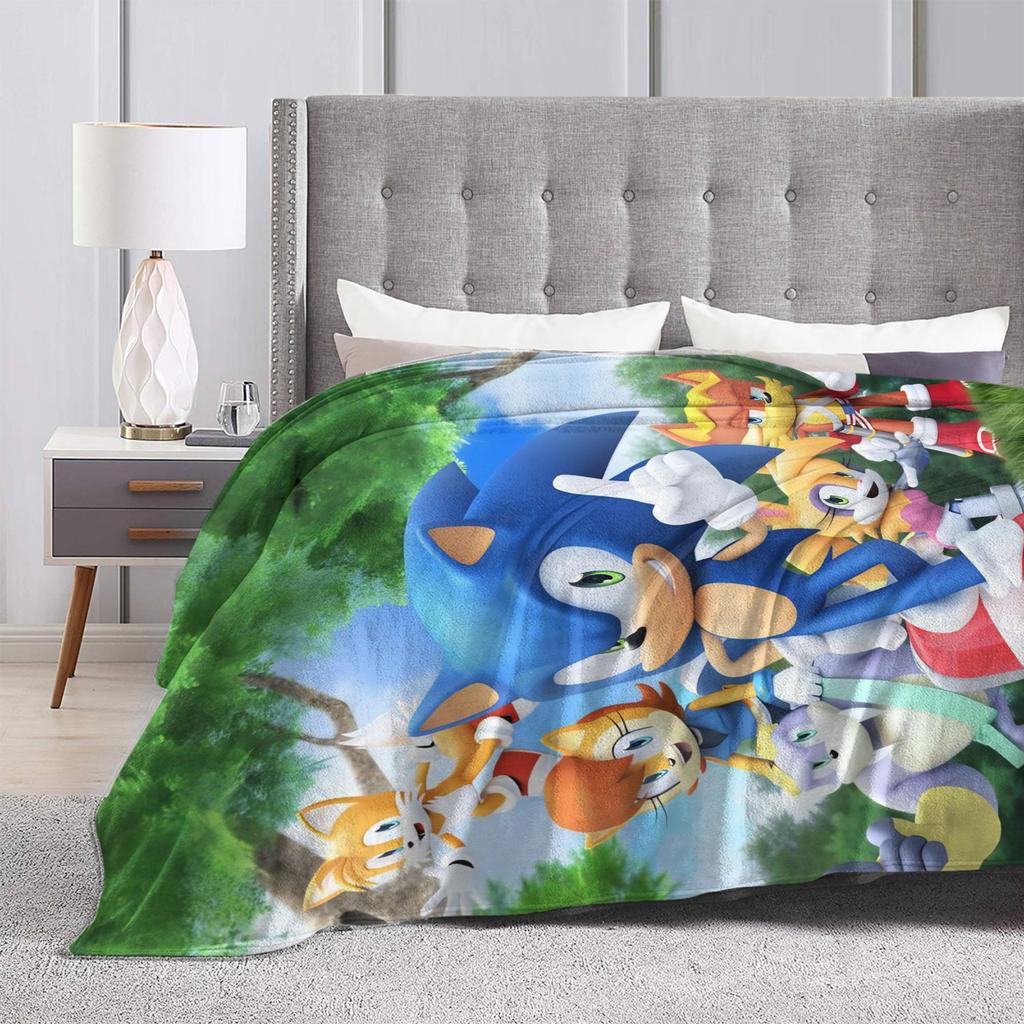 Sonices the H-Hedgehogs Soft Blanket Boy Girl Plush Throw Blanket Funny Bedroom Flannel Bedspread Sofa Bed Cover