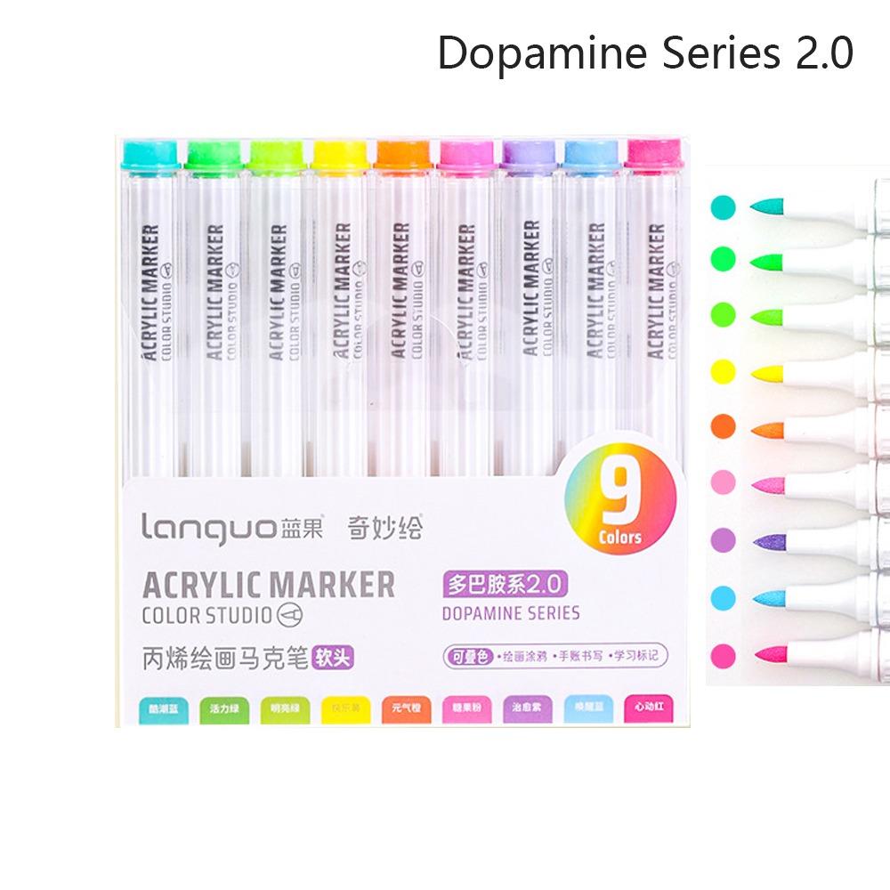 Quick Drying Acrylic Marker Pen 9-Colors Art Watercolor Pen Professional Colour Pen Graffiti