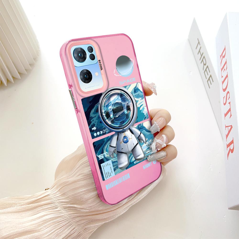 Окрашенный узор, цветной серебристый, двухсторонний, жесткий, противоударный чехол для телефона с защитой от падений для OnePlus OPPO Reno Realme