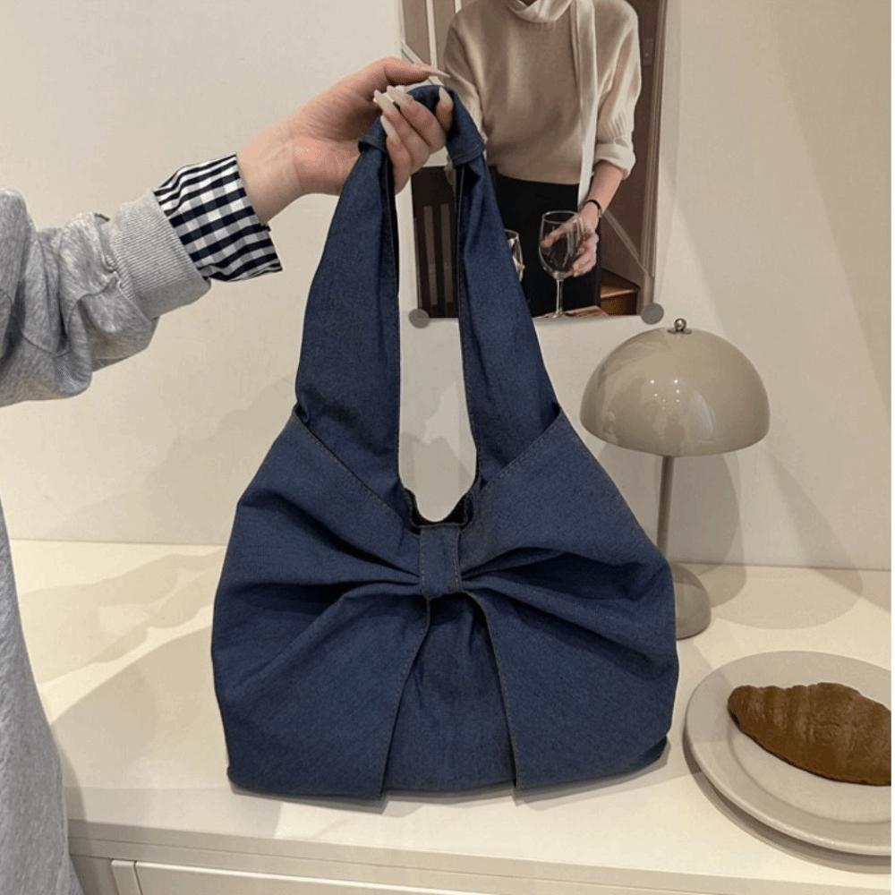 Designer Bow Shoulder Bag Casual Women's Tote bag Ins Bow Denim Bag Ladies