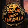 Autumn Porch Wall Decoration Halloween Witch Hanging Sign, 8" Round Wooden Door Forest Durable Indoor Outdoor Sign Witches Rustic Holiday for