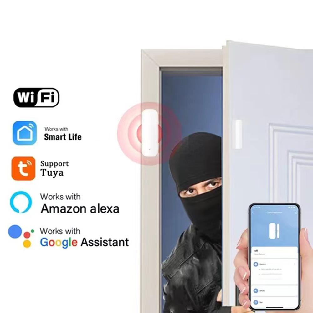 Умный датчик открытия/закрытия двери/окна Graffiti Zigbee с Wi-Fi и сигнализацией PIR для Alexa