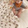 Bear Print Pure Cotton Baby Blanket - Double Gauze Swaddle & Bath Towel