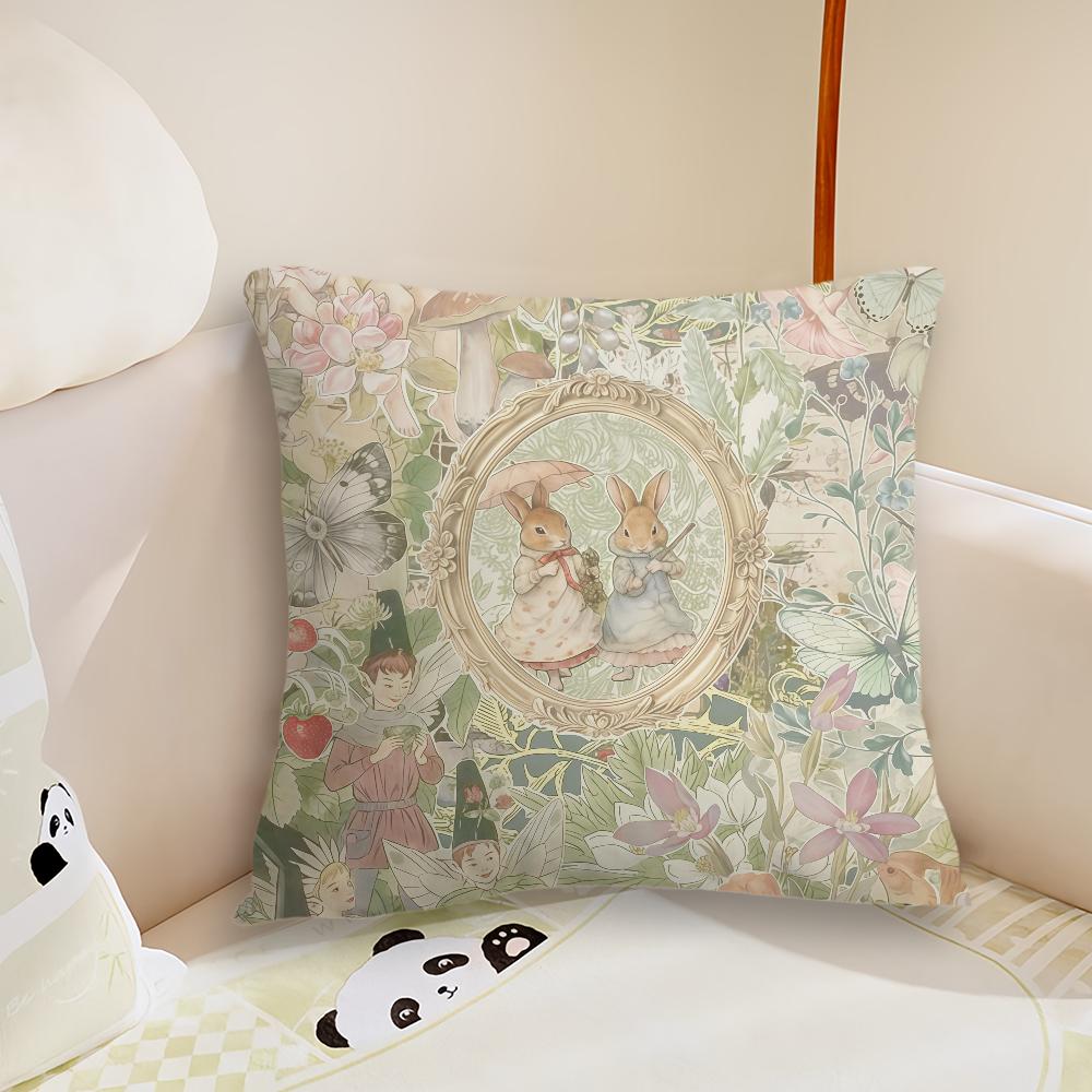 cushion cover Plush Fabric Soft Double Sided Print Sofa Cartoon Cushion Cover Throw Pillow Rabbit cute Covers