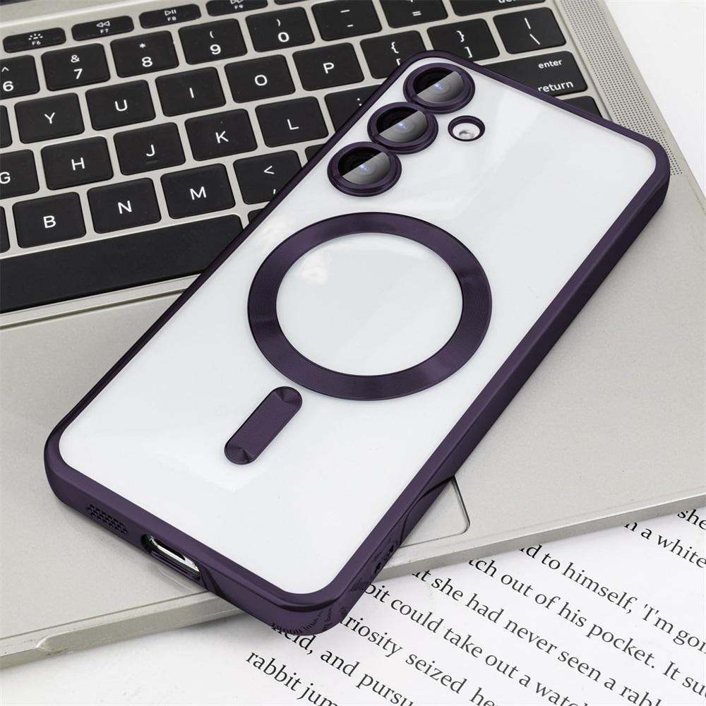Прозрачный беспроводной чехол с покрытием для Samsung Galaxy S24 S23 S22 S21 S20 FE Ultra Plus Cover Note 20 Ultra MagSafe с магнитным корпусом из ТПУ