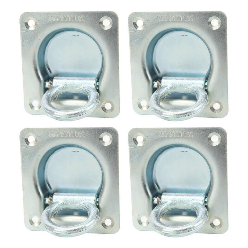 4PCS Recessed Trailer Rope Ring Towing Hook Carbon Steel 2000lb Maximum Breaking Force Trailer Tie Downs for Vans Trailers
