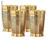 Pure Brass Glass Tumbler, for Drinking Serving Water, Yoga & Ayurveda (Pack of 4, Embossed Design)