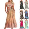 Women's Long Beach Casual Elegant Spaghetti Strap Maxi Dress Stitching Low-key Flowing Bohemian Dress