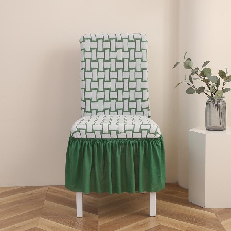 1Pcs Thickened Jacquard Elastic Chair Cover With Skirt Universal All-inclusive Elastic One-piece Dining Chair Cover