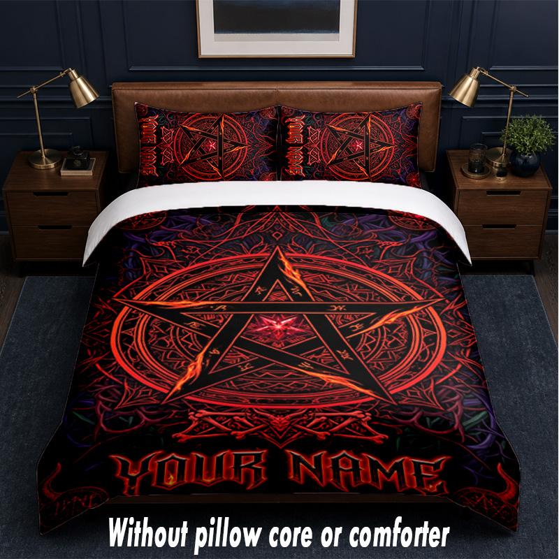 Witchcraft Theme Custom Text Or Name 3Pcs Bedding Set,1 Flat Sheet & 2 Pillowcases Personalized Home Bedding