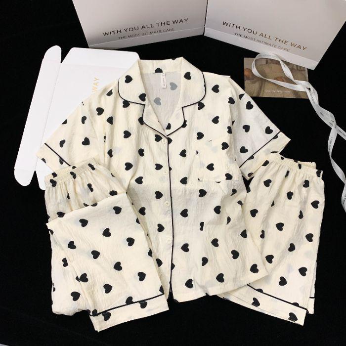 Клетчатый пижамный комплект Hello Kitty - Женский короткий рукав Весна/Лето 3 предмета