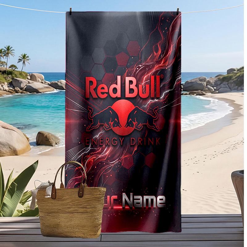 RB Leipzig FC Personalized Printed Beach Towel Soccer Logo Support Custom Name Text Absorbent Towel For Sport Travel Special Gift