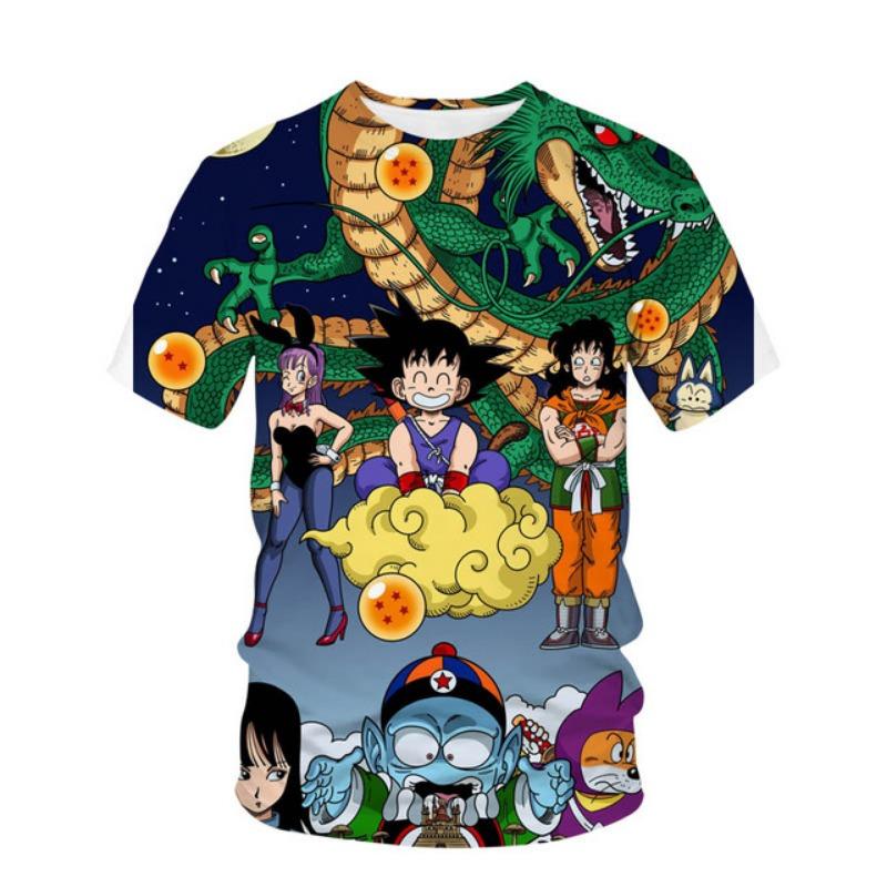 Мужская 3D-печатная футболка с мультяшным принтом Аниме Dragon Ball Z Летняя Харадзюку Мужская Одежда Goku Супер Сайян Футболка с коротким рукавом
