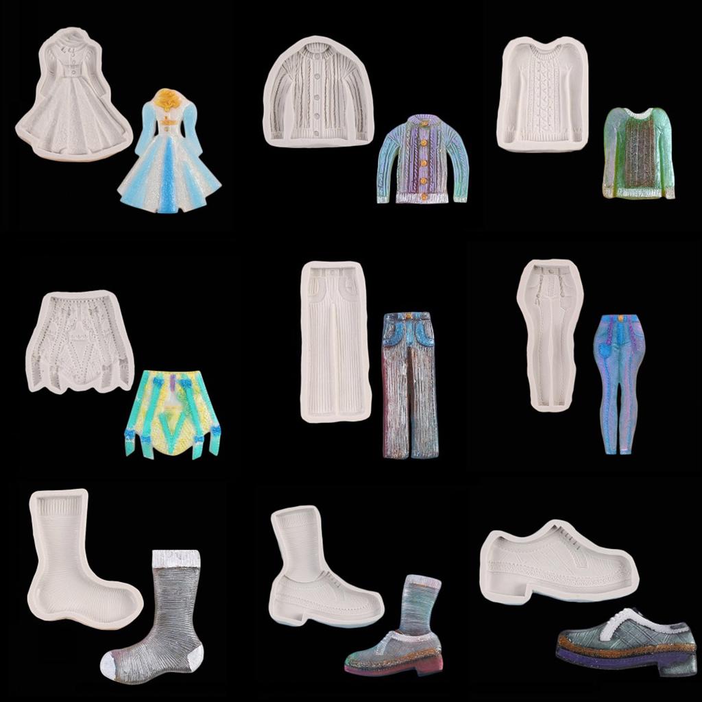 Clothes and Hats Shape Chocolate Fondant Cake Candy Cookie Silicone Moulds DIY Baking Decorating Tools for Dessert Cake