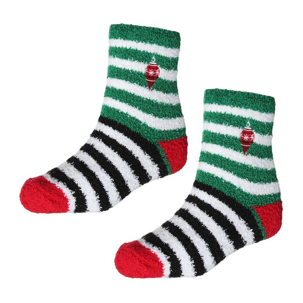 Color Striped Indoor Floor Women Fluffy Socks Coral Fleece Socks Christmas Velvet Socks Hosiery