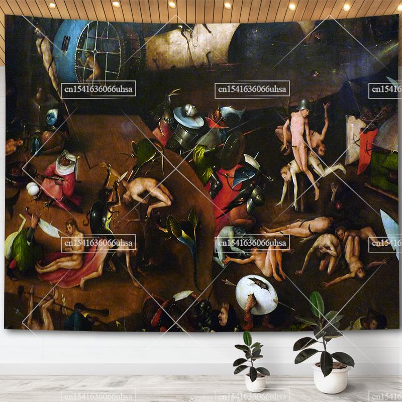 Hieronymus Bosch Garden Of Earthly Delights Tapestry Wall Art Decor Paintings Retro Tapestries Aesthetic Room Decoration Posters
