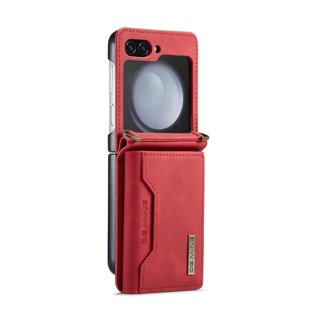 Кожаный чехол M2 для Samsung Z Flip5/4: Кошелек и держатель карт с плечевым ремнем