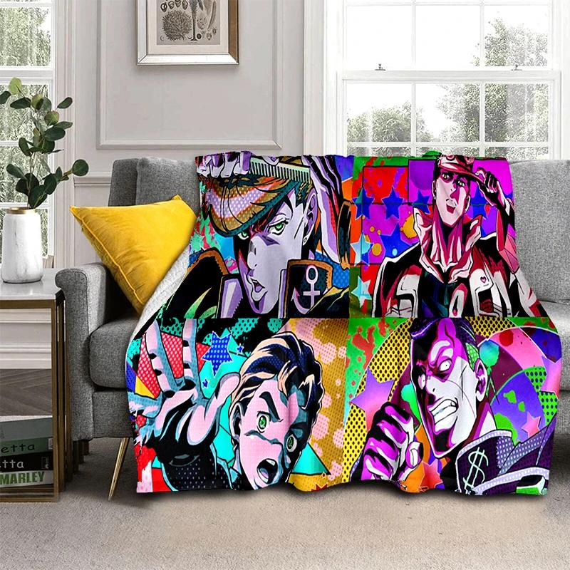 3D Мультяшное одеяло Аниме JoJo's Bizarre Adventure, Мягкое плед для дома, спальни, кровати, дивана, путешествий, пикника, офиса, Покрытие для детей