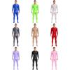 Men's Clubwear Bodysuit - See Through Full Body Jumpsuit Mock Neck Long Sleeve Footed Nightwear