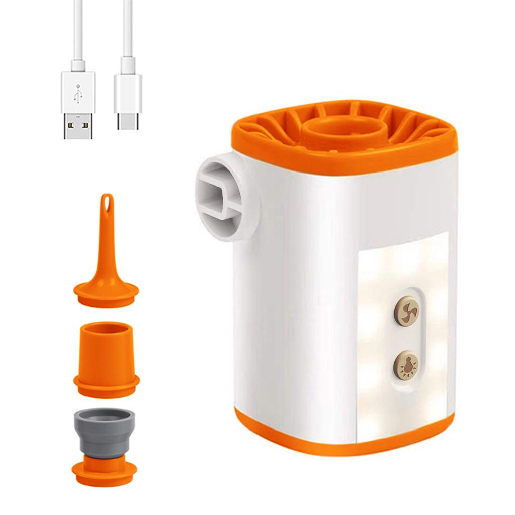 Portable Wireless Electric Pump with Light 3600mAh USB Rechargeable Pump Quick Fill Inflator Deflator with 4 Nozzles for Inflatables Sle