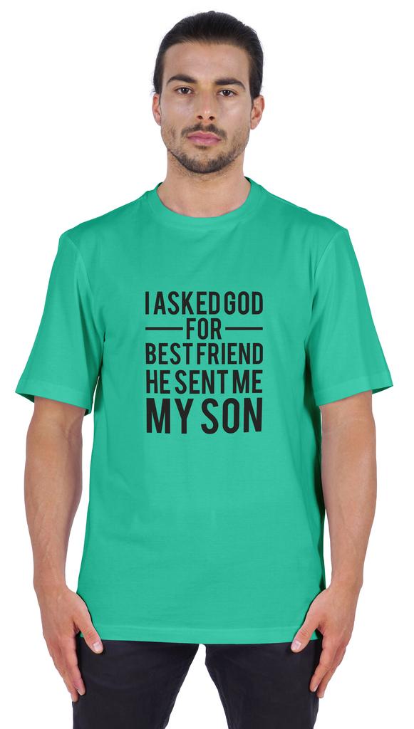 Inkmeso Men  S Graphic Printed   I Asked God For Best Friend He Sent Me My Son   Tshirt Crew Neck Tee For Father Son
