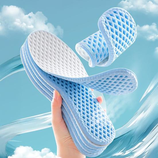Summer Mesh Insoles Shock Absorption Breathable Shoe Inserts Flexible Cool Running Shoe Insoles for Men Women Sports Travel Work