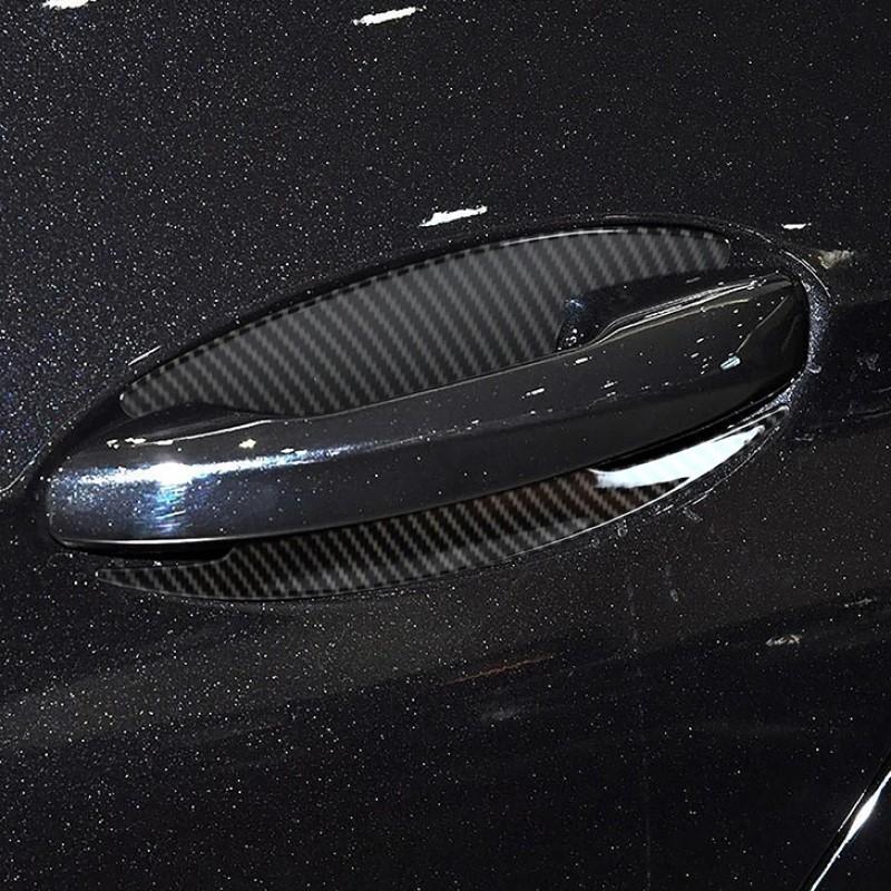 Car Door Handle Bowl Panel Cover Trim Carbon Fiber Pattern Decals For Mercedes Benz E Class W213 2016-2018 Exterior Accessories
